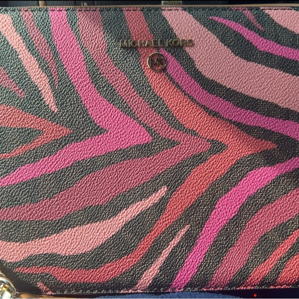 Michael Kors Pink and Black Zebra Print Shoulder Bag